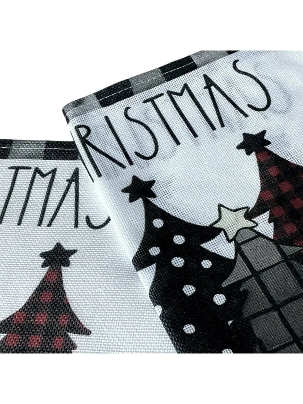 Christmas Placemats Trees Buffalo Plaid Placemats Black White 12 x 18 4 PC Set